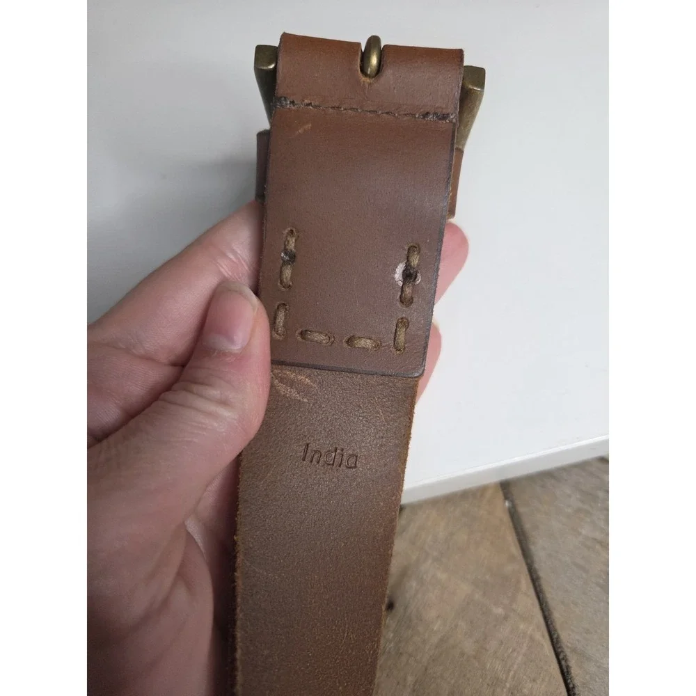Timberland‎ Men Genuine Leather Classic Jean Belt Brass Buckle Brown Size 34